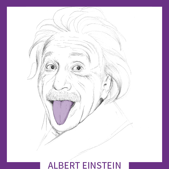 Albert Einstein mit herausgestreckter Zunge